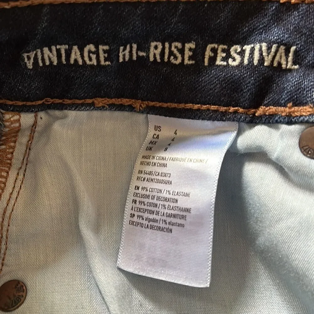 EUC WOMEN’S SIZE 4 AMERICAN EAGLE VINTAGE HI-RISE FESTIVAL STRETCH SHORTS